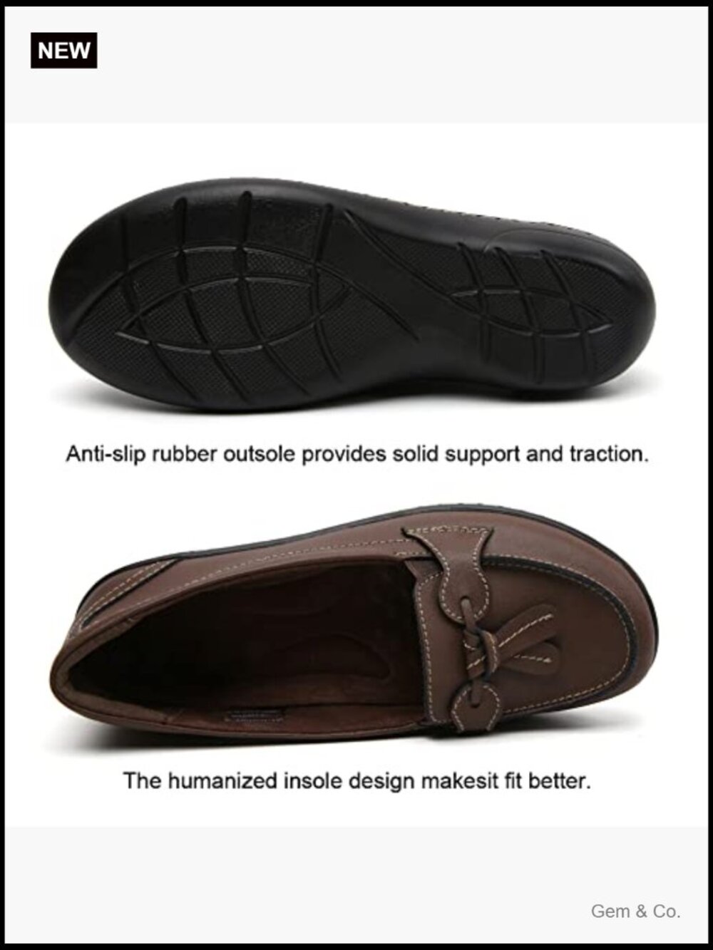 Genuine Leather Loafers Slip On Comfort Memory Foam Dress Shoes - Picture 3 of 7